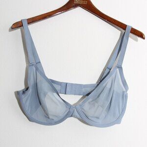 CUUP The Plunge Bra Mesh Light Blue Underwire Adjustable Straps Size 34F